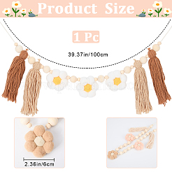 Bannières en bois avec des pompons en forme de fleur&nbsp;FIND-WH20019-93B
