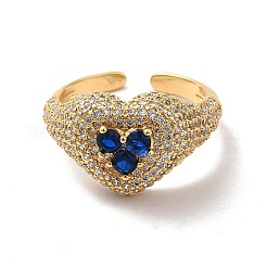 Anello a polsino aperto con cuore in zirconi cubici&nbsp;RJEW-C041-04