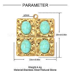 Acier inoxydable 304 avec pendentifs turquoise&nbsp;GG-OY001-03G-01