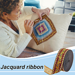 Rubans floraux jacquard polyester style ethnique 9m&nbsp;OCOR-WH0085-38