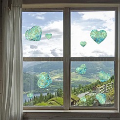 4 stücke 2 arten pvc aufkleber schillernde farbe fenster aufkleber 3d laser herzförmige elektrostatische glas fenster aufkleber&nbsp;JX829A