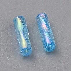 Transparente Farben Regenbogen Glas Twist Signalhornperlen&nbsp;GLAA-WH0039-07S
