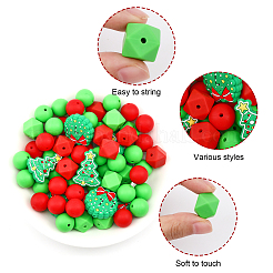 80pcs 6 perles de silicone écologiques de qualité alimentaire&nbsp;SIL-CA0001-64