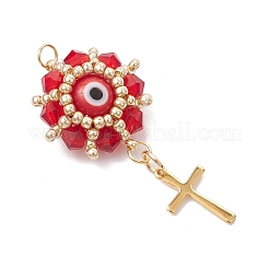 Colgantes de cuentas de vidrio para el mal de ojo&nbsp;PALLOY-MZ00628-01