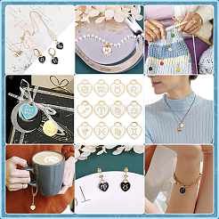 96 pièces 12 styles pendentifs en émail en alliage plaqué or clair&nbsp;ENAM-PH0003-14B