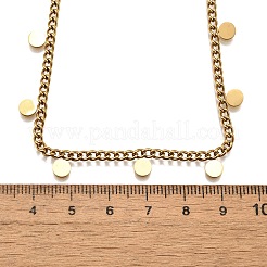 Collares de cadena trenzada de acero inoxidable 304 con borla con dije de disco&nbsp;NJEW-R023-04G