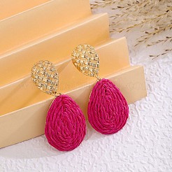 Boucles d'oreilles pendantes en raphia et fer&nbsp;FS-WGF5ABF-01