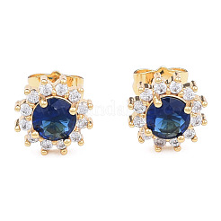 Aretes con flor de circonita cúbica&nbsp;EJEW-N011-60A