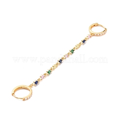 Pendientes de aro doble con cadenas colgantes de circonitas cúbicas de colores&nbsp;EJEW-C030-14G