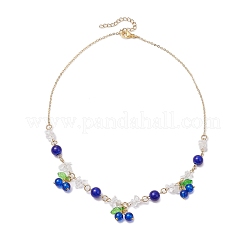 2 collier à bavette en verre craquelé et cristal de quartz naturel pour femme&nbsp;NJEW-JN05202