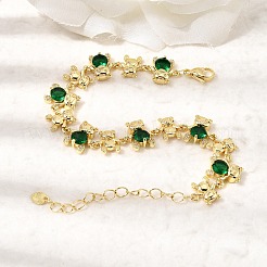 Bracelets à maillons en laiton micro pavé de zircones cubiques pour femmes&nbsp;BJEW-D457-01G-02