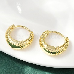 Boucles d'oreilles créoles texturées en laiton&nbsp;EJEW-L299-05G