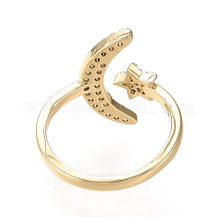 Messing Micro Pave klare Manschettenringe aus Zirkonia&nbsp;RJEW-F108-01G