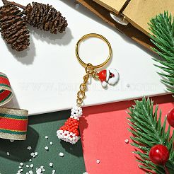 Llaveros de vidrio tejido con forma de gorro navideño&nbsp;KEYC-MZ00016