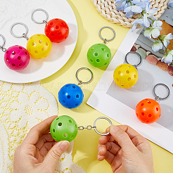 24 portachiavi con ciondolo in plastica PE in acciaio inossidabile con sfera da 6 colori&nbsp;KEYC-DC0001-41