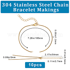 10 Stück 304 Edelstahl Box Ketten/Venedig Ketten Armbänder machen&nbsp;AJEW-BBC0002-10