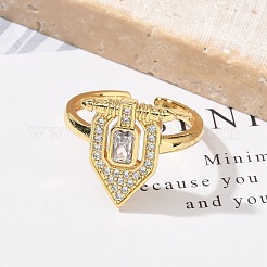Manschettenfingerringe aus Messing mit Mikropflaster und klarem Zirkonia für Damen&nbsp;RJEW-U033-10G