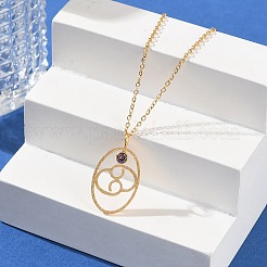 Collane a catena con ciondolo a dodici costellazioni in acciaio inossidabile 304 con zirconi cubici e rune per donna&nbsp;NJEW-B121-02G-04