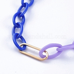 Personalisierte zweifarbige abs kunststoff kabelkette halsketten&nbsp;NJEW-JN02825-06