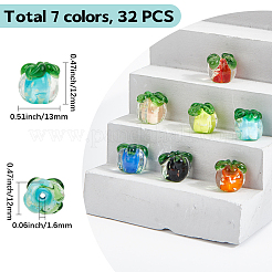 32 Stück 8 Farben leuchtende handgemachte Bunte Malerei-Obstperlen&nbsp;LAMP-PA0001-28