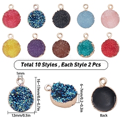 20 pièces 10 couleurs plaquent des pendentifs en résine druzy&nbsp;RESI-SC0001-56LG