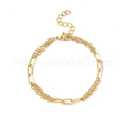 Messing-Roloketten und Büroklammerketten-Armbänder für Damen&nbsp;BJEW-JB12779