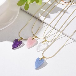 Colliers pendentif coeur pierres précieuses naturelles&nbsp;NJEW-JN04092