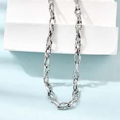 Colliers à maillons ovales torsadés en acier inoxydable 304 de 5 mm pour hommes et femmes&nbsp;SA-CBAB767-18B-P