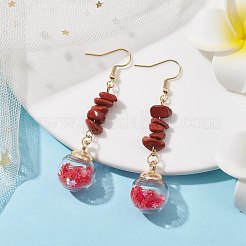 Orecchini pendenti con scaglie di howlite naturale&nbsp;EJEW-JE05634-01