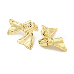 Boucles d'oreilles en laiton plaqué avec nœud papillon pour femmes&nbsp;EJEW-Z051-07G