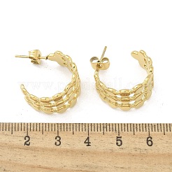 Orecchini a bottone a forma di C in acciaio inossidabile 304 con placcatura ionica (ip) per donna&nbsp;EJEW-A119-15G