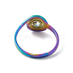 Anillo ajustable de vórtice de acero inoxidable con revestimiento iónico (IP) 201 para mujer&nbsp;RJEW-C045-07M