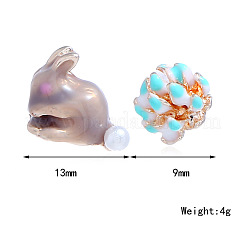 Boucles d'oreilles à tige élégantes en alliage de zinc en forme de lapin et de fleur pour femmes&nbsp;OS7109-1