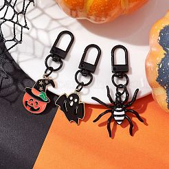 3 stücke 3 stile halloween legierung emaille geist/spinne/kürbis pandant dekorationen&nbsp;HJEW-JM01943
