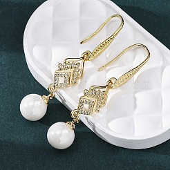 Orecchini pendenti in ottone con micro pavé di zirconi chiari&nbsp;EJEW-F362-04G