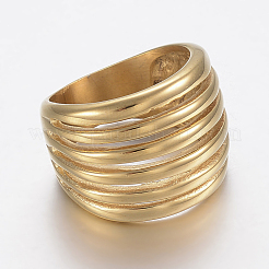 Ionenplattierung (IP) 304 Edelstahl Breitband-Fingerringe&nbsp;RJEW-H125-46G