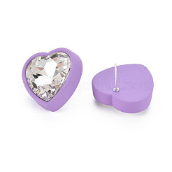 Boucles d'oreilles coeur strass cristal avec 925 épingles en argent sterling pour femme&nbsp;MACR-S275-038B