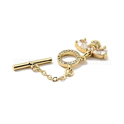 Chiusure a levetta in ottone con micro pavé di zirconi chiari con placcatura a cremagliera&nbsp;X-KK-E034-35G