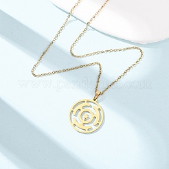 Halskette mit Labyrinth-Symbol-Anhänger aus Edelstahl 304 für Damen und Herren&nbsp;NJEW-K308-08G