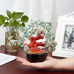 Arbre d'argent à puce d'aventurine verte naturelle&nbsp;DJEW-WH0015-19