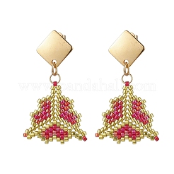 Boucles d'oreilles pendantes en perles Miyuki Delica et acier inoxydable 304&nbsp;EJEW-MZ00418-01