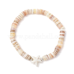 Bracelets extensibles en perles d'eau douce de culture naturelles et perles de turquoise synthétiques&nbsp;BJEW-JB11875-02