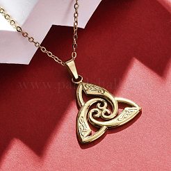 Wikinger-Triskelion-Knoten 304 Edelstahl-Anhänger-Halsketten&nbsp;NJEW-M096-32G