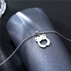 Colliers pendentif hibou en acier inoxydable&nbsp;PW-WG1C162-01