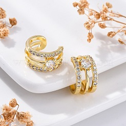 Orecchini a polsino con micro pavé di zirconi chiari in ottone placcato cremagliera&nbsp;EJEW-H147-05G