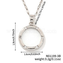 Modische Messing klare Zirkonia flache runde Anhänger Halsketten Damen vielseitiges Accessoire&nbsp;MS7483-2