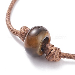 Bracciale in cordoncino di perline con disco occhio di tigre naturale&nbsp;BJEW-JB07686-04