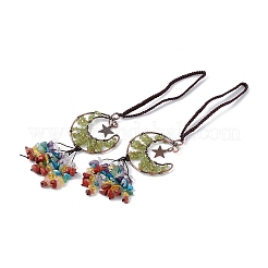 Luna di pietre preziose miste naturali con decorazioni pendenti con nappine in trucioli&nbsp;G-L524-07R-A
