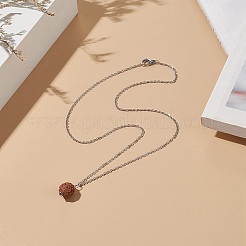 Collier pendentif en perles rondes rudraksha naturelles&nbsp;NJEW-JN04203-01