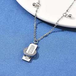 Collane con ciondolo a forma di rettangolo in argilla polimerica in acciaio inossidabile 304 e strass&nbsp;NJEW-U023-02P